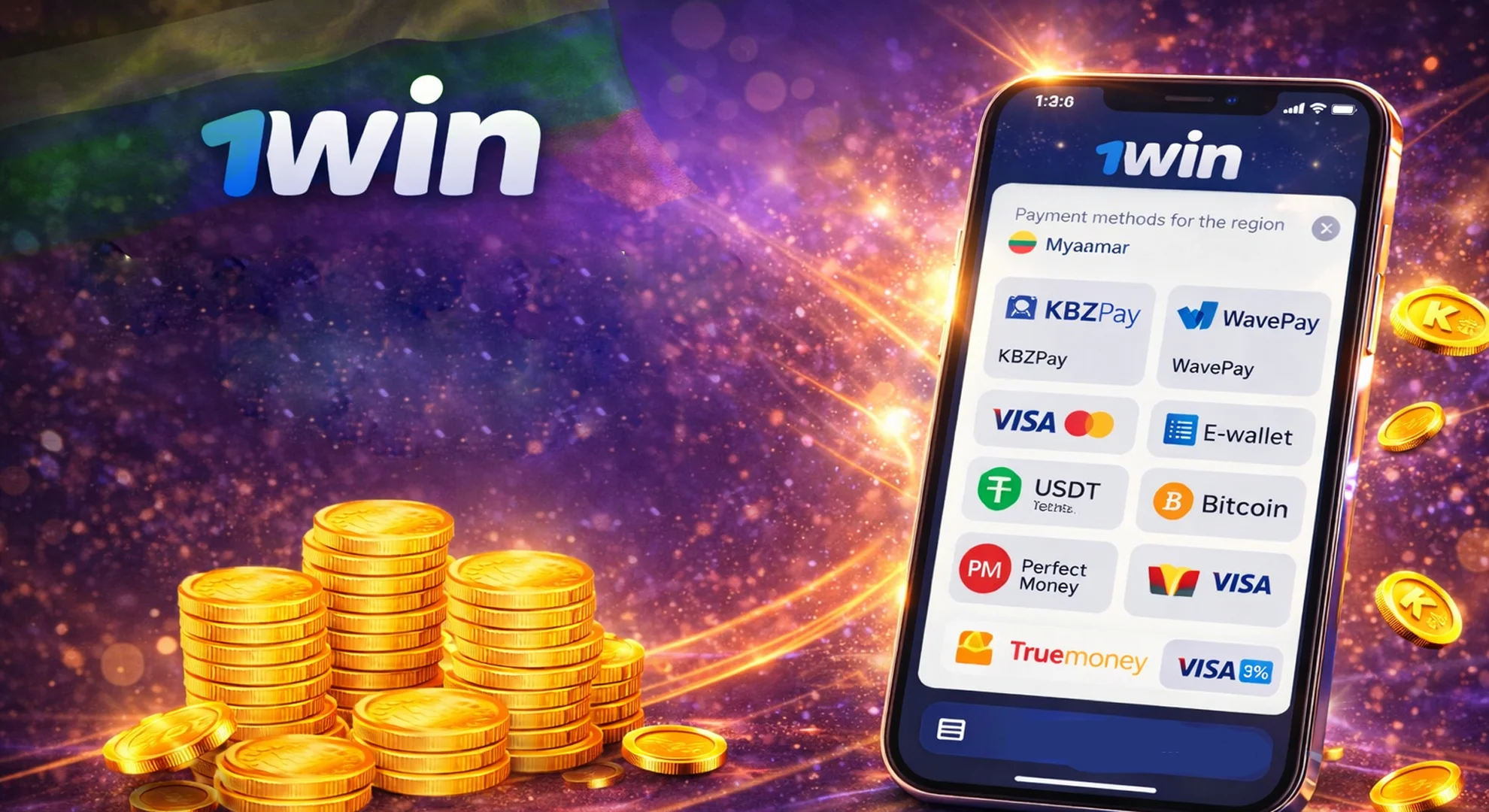 payment methods available in 1win app for Myanmar users