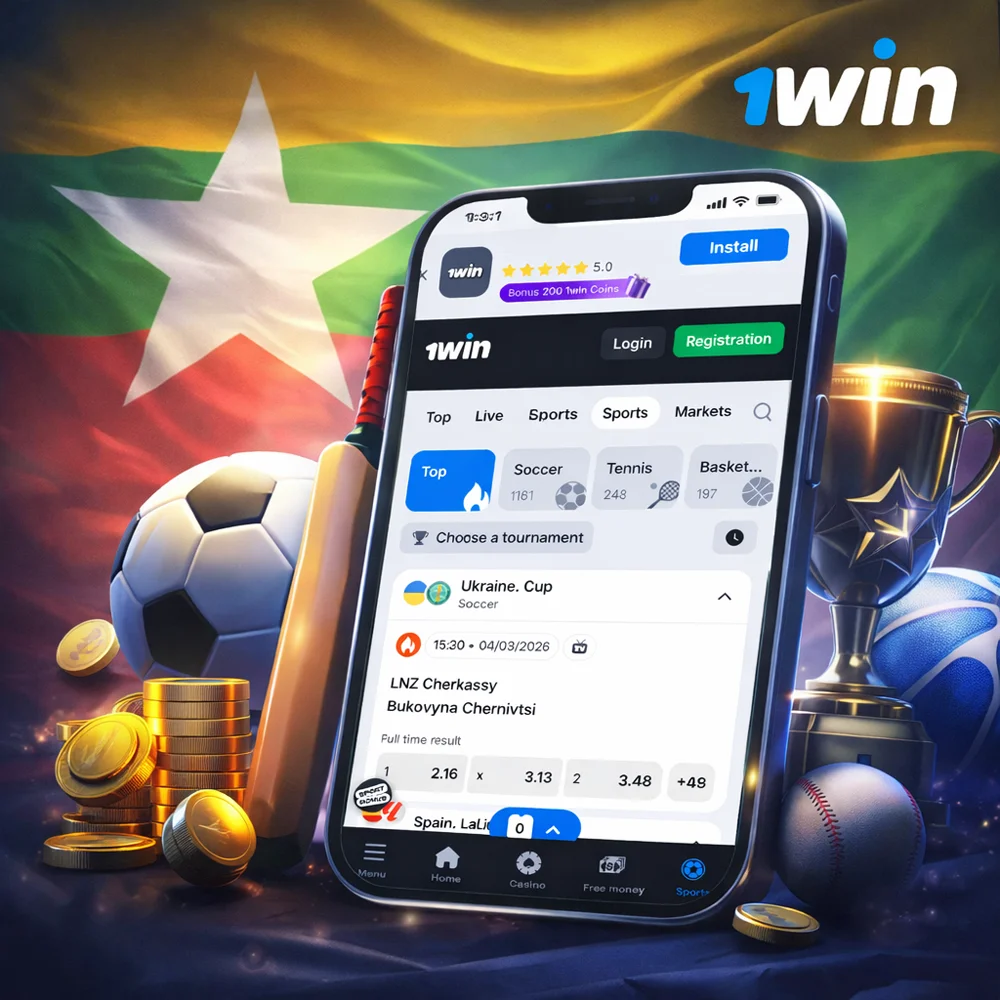 1win official sports betting site in Myanmar with live casino and betting options