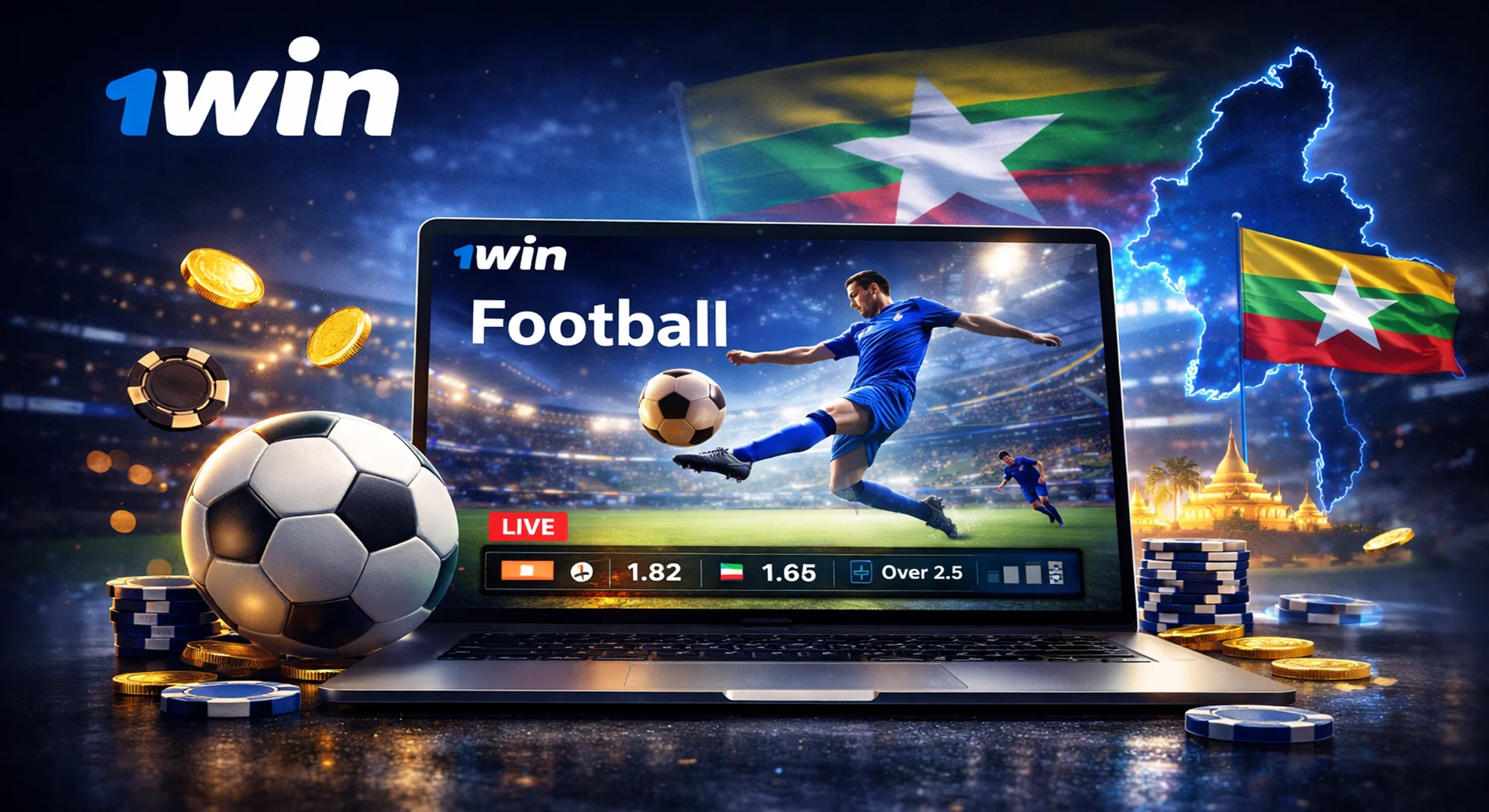 football betting on 1win Myanmar with live matches and odds